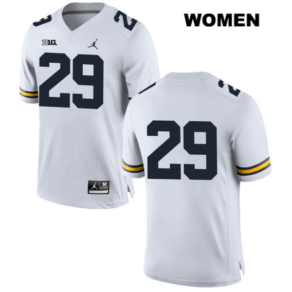 Women's NCAA Michigan Wolverines Brendan White #29 No Name White Jordan Brand Authentic Stitched Football College Jersey HC25H20UB